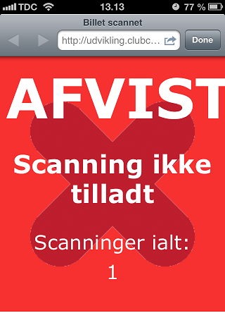 QR Afvist Scan